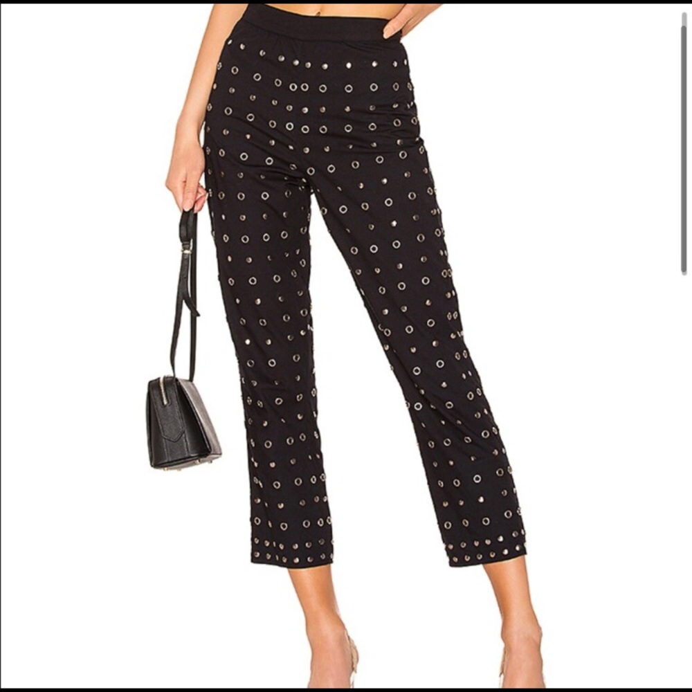 Lovers + Friends Black Cropped Pants with Silver Accents